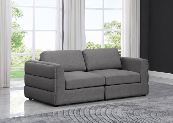 Beckham Linen Textured Fabric / Engineered Wood / Foam Contemporary Grey Durable Linen Textured Fabric Modular Sofa - 76" W x 38" D x 32.5" H