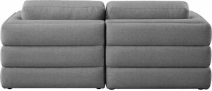 Beckham Linen Textured Fabric / Engineered Wood / Foam Contemporary Grey Durable Linen Textured Fabric Modular Sofa - 76" W x 38" D x 32.5" H