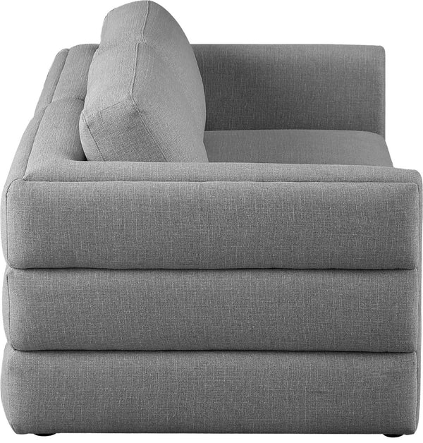 Beckham Linen Textured Fabric / Engineered Wood / Foam Contemporary Grey Durable Linen Textured Fabric Modular Sofa - 76" W x 38" D x 32.5" H