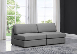 Beckham Linen Textured Fabric / Engineered Wood / Foam Contemporary Grey Durable Linen Textured Fabric Modular Sofa - 76" W x 38" D x 32.5" H