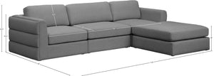 Beckham Linen Textured Fabric / Engineered Wood / Foam Contemporary Grey Durable Linen Textured Fabric Modular Sectional - 114" W x 76" D x 32.5" H