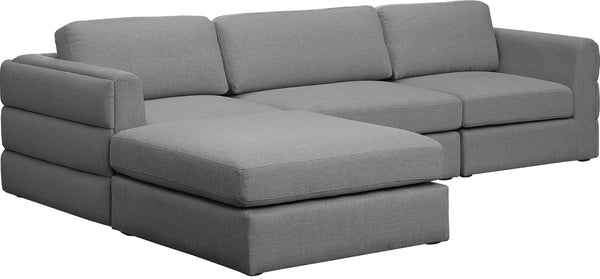 Beckham Linen Textured Fabric / Engineered Wood / Foam Contemporary Grey Durable Linen Textured Fabric Modular Sectional - 114" W x 76" D x 32.5" H