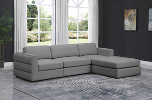 Beckham Linen Textured Fabric / Engineered Wood / Foam Contemporary Grey Durable Linen Textured Fabric Modular Sectional - 114" W x 76" D x 32.5" H