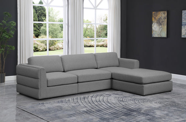 Beckham Linen Textured Fabric / Engineered Wood / Foam Contemporary Grey Durable Linen Textured Fabric Modular Sectional - 114" W x 76" D x 32.5" H