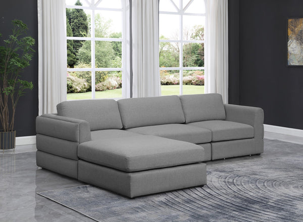 Beckham Linen Textured Fabric / Engineered Wood / Foam Contemporary Grey Durable Linen Textured Fabric Modular Sectional - 114" W x 76" D x 32.5" H
