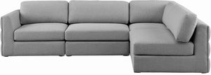 Beckham Linen Textured Fabric / Engineered Wood / Foam Contemporary Grey Durable Linen Textured Fabric Modular Sectional - 114" W x 76" D x 32.5" H