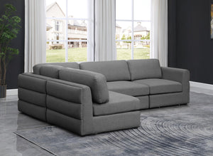 Beckham Linen Textured Fabric / Engineered Wood / Foam Contemporary Grey Durable Linen Textured Fabric Modular Sectional - 114" W x 76" D x 32.5" H