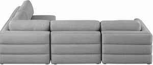 Beckham Linen Textured Fabric / Engineered Wood / Foam Contemporary Grey Durable Linen Textured Fabric Modular Sectional - 114" W x 76" D x 32.5" H