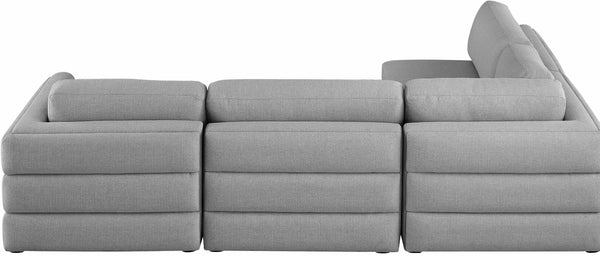 Beckham Linen Textured Fabric / Engineered Wood / Foam Contemporary Grey Durable Linen Textured Fabric Modular Sectional - 114" W x 76" D x 32.5" H