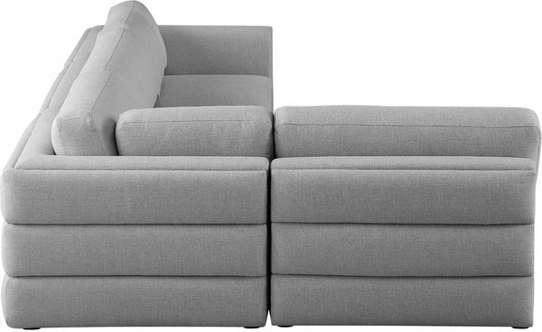 Beckham Linen Textured Fabric / Engineered Wood / Foam Contemporary Grey Durable Linen Textured Fabric Modular Sectional - 114" W x 76" D x 32.5" H