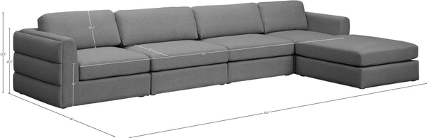 Beckham Linen Textured Fabric / Engineered Wood / Foam Contemporary Grey Durable Linen Textured Fabric Modular Sectional - 152" W x 76" D x 32.5" H