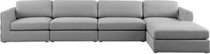 Beckham Linen Textured Fabric / Engineered Wood / Foam Contemporary Grey Durable Linen Textured Fabric Modular Sectional - 152" W x 76" D x 32.5" H