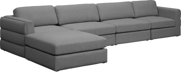 Beckham Linen Textured Fabric / Engineered Wood / Foam Contemporary Grey Durable Linen Textured Fabric Modular Sectional - 152" W x 76" D x 32.5" H