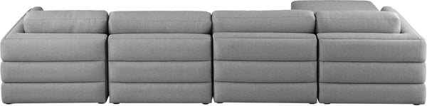 Beckham Linen Textured Fabric / Engineered Wood / Foam Contemporary Grey Durable Linen Textured Fabric Modular Sectional - 152" W x 76" D x 32.5" H