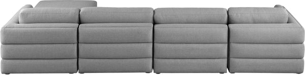 Beckham Linen Textured Fabric / Engineered Wood / Foam Contemporary Grey Durable Linen Textured Fabric Modular Sectional - 152" W x 76" D x 32.5" H