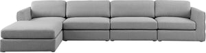 Beckham Linen Textured Fabric / Engineered Wood / Foam Contemporary Grey Durable Linen Textured Fabric Modular Sectional - 152" W x 76" D x 32.5" H