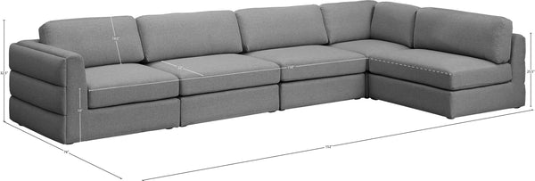 Beckham Linen Textured Fabric / Engineered Wood / Foam Contemporary Grey Durable Linen Textured Fabric Modular Sectional - 152" W x 76" D x 32.5" H