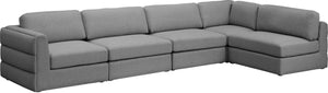 Beckham Linen Textured Fabric / Engineered Wood / Foam Contemporary Grey Durable Linen Textured Fabric Modular Sectional - 152" W x 76" D x 32.5" H