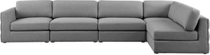 Beckham Linen Textured Fabric / Engineered Wood / Foam Contemporary Grey Durable Linen Textured Fabric Modular Sectional - 152" W x 76" D x 32.5" H