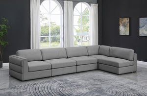 Beckham Linen Textured Fabric / Engineered Wood / Foam Contemporary Grey Durable Linen Textured Fabric Modular Sectional - 152" W x 76" D x 32.5" H