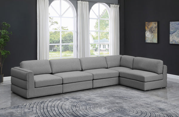 Beckham Linen Textured Fabric / Engineered Wood / Foam Contemporary Grey Durable Linen Textured Fabric Modular Sectional - 152" W x 76" D x 32.5" H