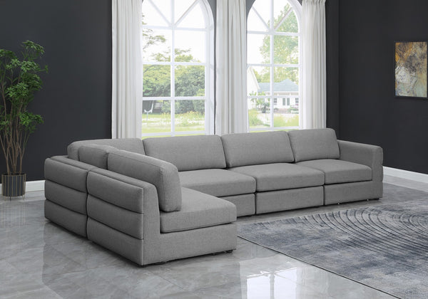 Beckham Linen Textured Fabric / Engineered Wood / Foam Contemporary Grey Durable Linen Textured Fabric Modular Sectional - 152" W x 76" D x 32.5" H