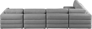Beckham Linen Textured Fabric / Engineered Wood / Foam Contemporary Grey Durable Linen Textured Fabric Modular Sectional - 152" W x 76" D x 32.5" H