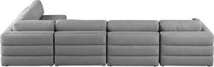 Beckham Linen Textured Fabric / Engineered Wood / Foam Contemporary Grey Durable Linen Textured Fabric Modular Sectional - 152" W x 76" D x 32.5" H
