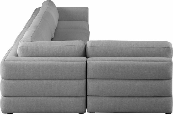 Beckham Linen Textured Fabric / Engineered Wood / Foam Contemporary Grey Durable Linen Textured Fabric Modular Sectional - 152" W x 76" D x 32.5" H