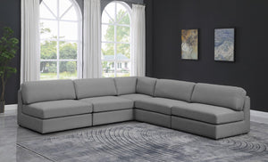 Beckham Linen Textured Fabric / Engineered Wood / Foam Contemporary Grey Durable Linen Textured Fabric Modular Sectional - 114" W x 114" D x 32.5" H