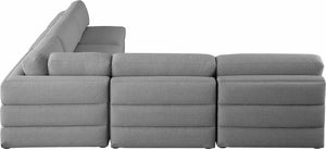 Beckham Linen Textured Fabric / Engineered Wood / Foam Contemporary Grey Durable Linen Textured Fabric Modular Sectional - 114" W x 114" D x 32.5" H