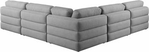 Beckham Linen Textured Fabric / Engineered Wood / Foam Contemporary Grey Durable Linen Textured Fabric Modular Sectional - 114" W x 114" D x 32.5" H