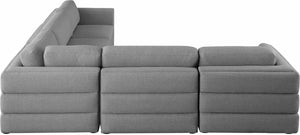 Beckham Linen Textured Fabric / Engineered Wood / Foam Contemporary Grey Durable Linen Textured Fabric Modular Sectional - 114" W x 114" D x 32.5" H