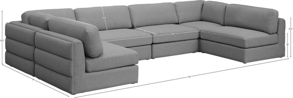 Beckham Linen Textured Fabric / Engineered Wood / Foam Contemporary Grey Durable Linen Textured Fabric Modular Sectional - 152" W x 76" D x 32.5" H