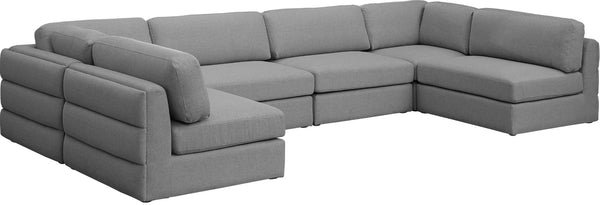 Beckham Linen Textured Fabric / Engineered Wood / Foam Contemporary Grey Durable Linen Textured Fabric Modular Sectional - 152" W x 76" D x 32.5" H