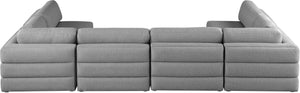 Beckham Linen Textured Fabric / Engineered Wood / Foam Contemporary Grey Durable Linen Textured Fabric Modular Sectional - 152" W x 76" D x 32.5" H
