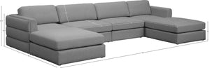 Beckham Linen Textured Fabric / Engineered Wood / Foam Contemporary Grey Durable Linen Textured Fabric Modular Sectional - 152" W x 76" D x 32.5" H