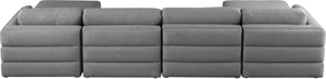 Beckham Linen Textured Fabric / Engineered Wood / Foam Contemporary Grey Durable Linen Textured Fabric Modular Sectional - 152" W x 76" D x 32.5" H