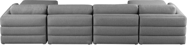 Beckham Linen Textured Fabric / Engineered Wood / Foam Contemporary Grey Durable Linen Textured Fabric Modular Sectional - 152" W x 76" D x 32.5" H