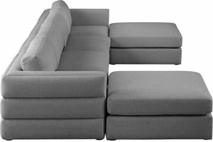 Beckham Linen Textured Fabric / Engineered Wood / Foam Contemporary Grey Durable Linen Textured Fabric Modular Sectional - 152" W x 76" D x 32.5" H