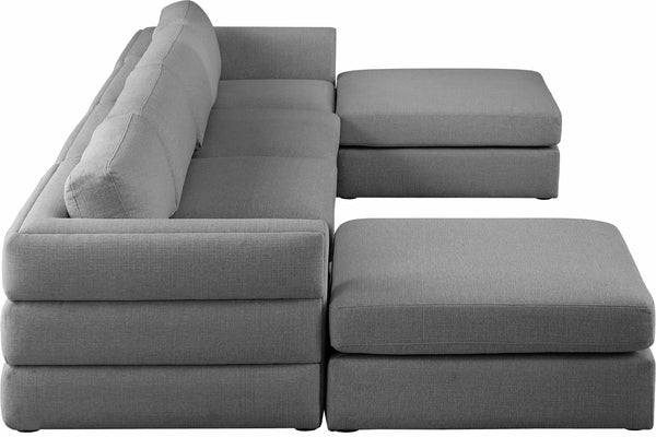 Beckham Linen Textured Fabric / Engineered Wood / Foam Contemporary Grey Durable Linen Textured Fabric Modular Sectional - 152" W x 76" D x 32.5" H