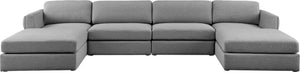 Beckham Linen Textured Fabric / Engineered Wood / Foam Contemporary Grey Durable Linen Textured Fabric Modular Sectional - 152" W x 76" D x 32.5" H