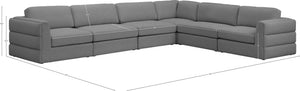 Beckham Linen Textured Fabric / Engineered Wood / Foam Contemporary Grey Durable Linen Textured Fabric Modular Sectional - 152" W x 114" D x 32.5" H