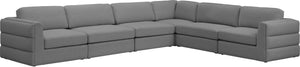 Beckham Linen Textured Fabric / Engineered Wood / Foam Contemporary Grey Durable Linen Textured Fabric Modular Sectional - 152" W x 114" D x 32.5" H
