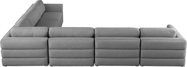 Beckham Linen Textured Fabric / Engineered Wood / Foam Contemporary Grey Durable Linen Textured Fabric Modular Sectional - 152" W x 114" D x 32.5" H