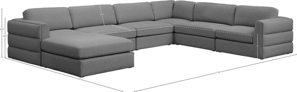 Beckham Linen Textured Fabric / Engineered Wood / Foam Contemporary Grey Durable Linen Textured Fabric Modular Sectional - 152" W x 114" D x 32.5" H