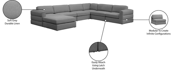 Beckham Linen Textured Fabric / Engineered Wood / Foam Contemporary Grey Durable Linen Textured Fabric Modular Sectional - 152" W x 114" D x 32.5" H