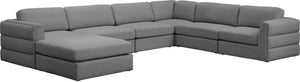 Beckham Linen Textured Fabric / Engineered Wood / Foam Contemporary Grey Durable Linen Textured Fabric Modular Sectional - 152" W x 114" D x 32.5" H