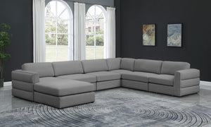 Beckham Linen Textured Fabric / Engineered Wood / Foam Contemporary Grey Durable Linen Textured Fabric Modular Sectional - 152" W x 114" D x 32.5" H