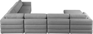Beckham Linen Textured Fabric / Engineered Wood / Foam Contemporary Grey Durable Linen Textured Fabric Modular Sectional - 152" W x 114" D x 32.5" H